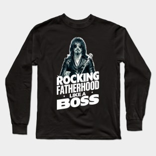 Fathers Day Dad Rocker Top Gift For Rock Music Fan Punk Daddy New Dad Best Papa Rock Star Boss Long Sleeve T-Shirt